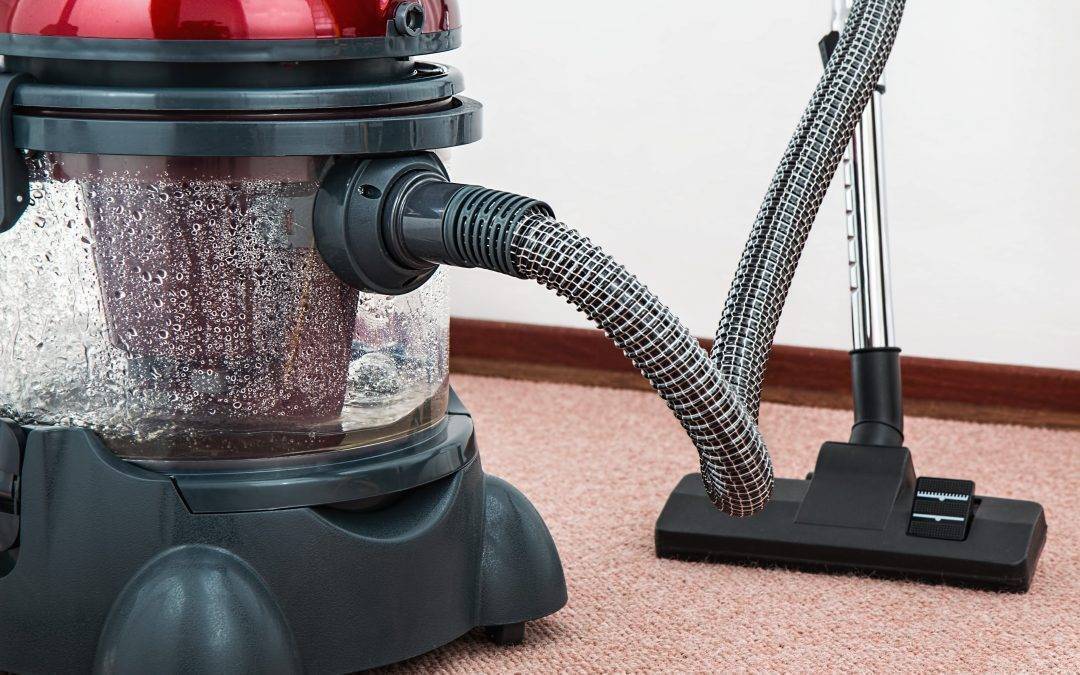 closeup image of a small carpet cleaner