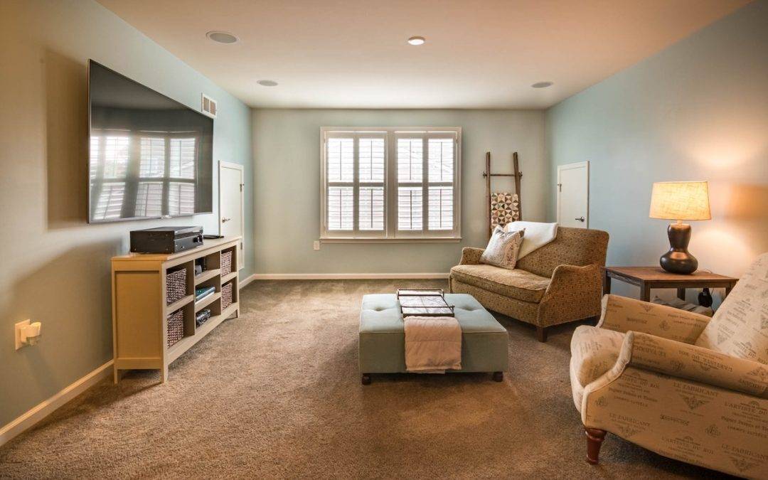 living room with carpet